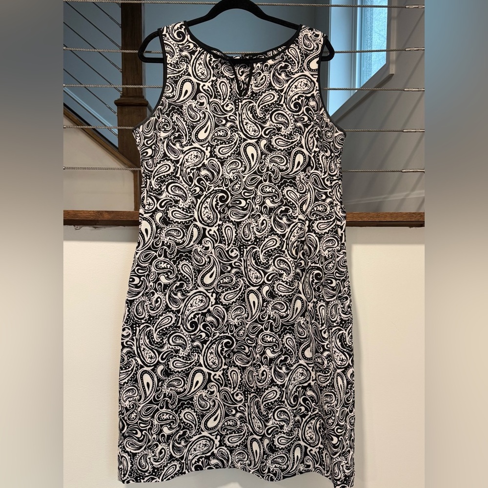 Talbots Black and White Paisley Dress 14